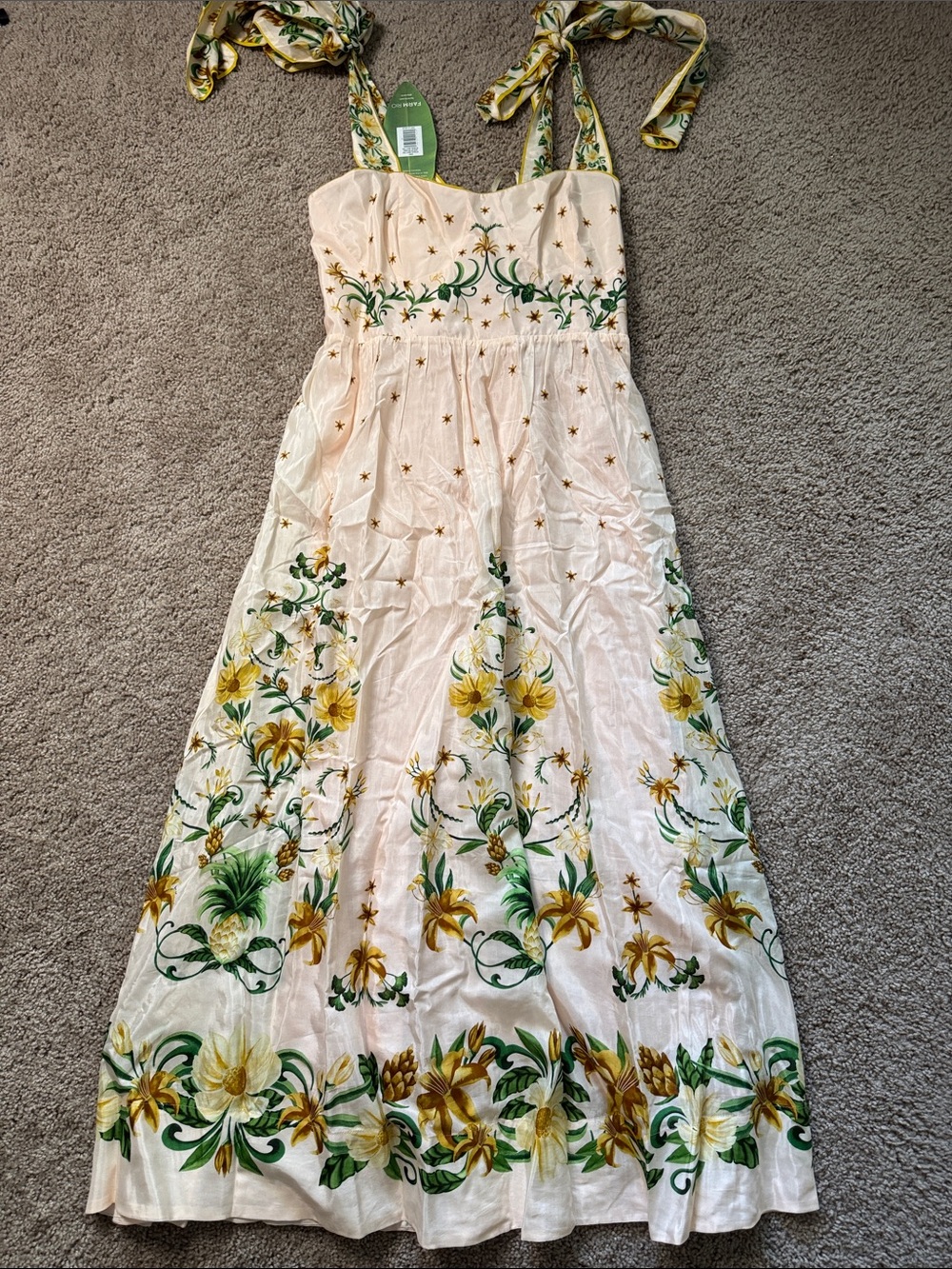 FARM Rio Cream Dress with Yellow Accent